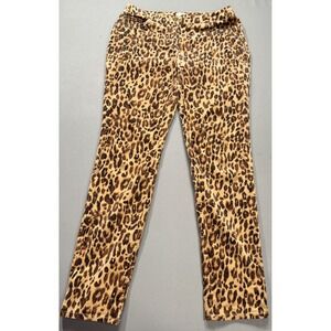 Chicos 00 Leopard‎ Print Corduroy Embellished Pants Womens